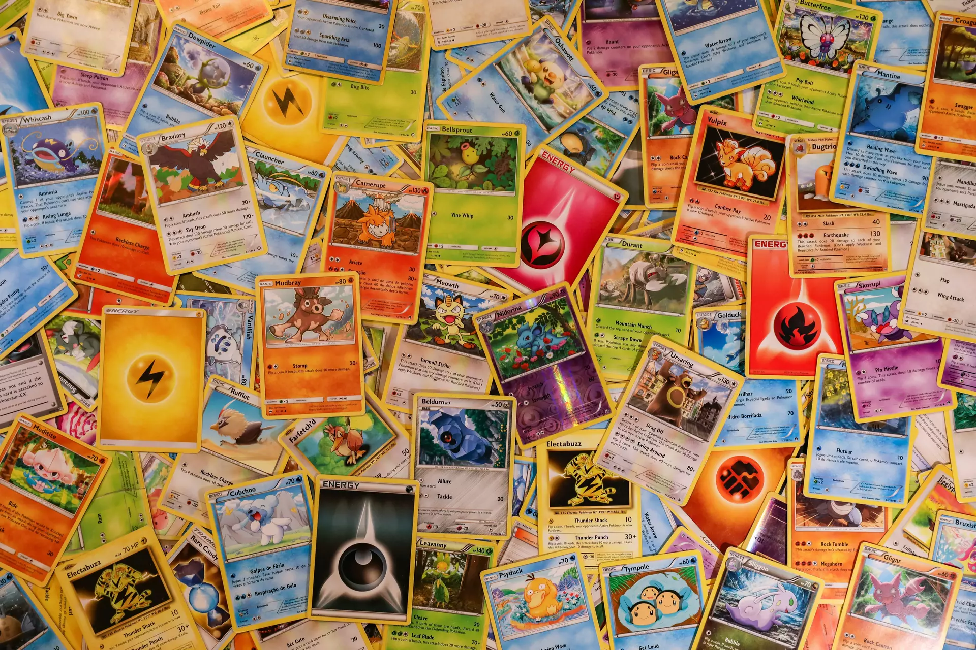 Pokemon cards spread out